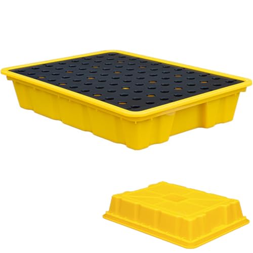 DPDZSW Auffangplattform Für 1/2/4 Fässer Mit Ablauf Und Gabelstaplertaschen, Stapelbare Modulare Auffangwanne Für Tonnenfässer, Auslaufsichere Polyethylenbasis,66 * 36 * 12cm von DPDZSW