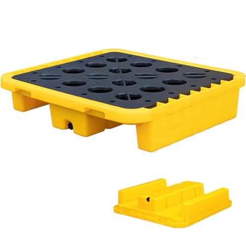 DPDZSW Auffangplattform Für 1/2/4 Fässer Mit Ablauf Und Gabelstaplertaschen, Stapelbare Modulare Auffangwanne Für Tonnenfässer, Auslaufsichere Polyethylenbasis,72 * 72 * 16cm von DPDZSW