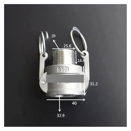 3/4" BSPT Male x Socket Type B Camlock Quick Disconnect Coupling 316 Stianless Cam Groove von DPEPFTNBFY