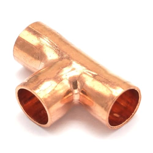 I.D 22x1.5mm Copper End Feed Euqal Tee 3 Ways Pipe Adapter Air Conditioner Refrigeration Water Heater von DPEPFTNBFY