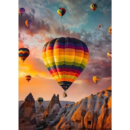 DPHERO 5D Diamond Painting Heißluftballon Diamant Painting Bilder Diamond Kunst Erwachsene Sonnenuntergang Diamond Painting DIY Diamant Bilder Kinder Cross Stickerei Malerei Kits Wand Dekor 30x40cm von DPHERO