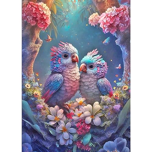 DPHERO DIY Papageien Diamant Painting Bilder für Erwachsene Kinder,5D Blumen Diamond Painting Set,DIY Strass Bilder Vogel Diamant Kunst Kits,Runde Steine Diamant Painting Zuhause Dekor 30x40cm von DPHERO