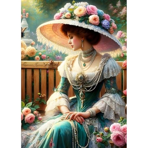 DPHERO DIY Vintage-Dame Diamant Painting Kits Bilder für Erwachsene Anfänger,5D Prinzessin Diamond Painting Set,DIY Runde Steine Blumen Diamant Kunst Kits, Diamant Art für Zuhause Dekor 30x40 cm DPHERO DIY Vintage-Dame Diamant Painting Kits Bilder für Erwachsene Anfänger,5D Prinzessin Diamond Painting Set,DIY Runde Steine Blumen Diamant Kunst Kits, Diamant Art für Zuhause Dekor 30x40 cm von DPHERO