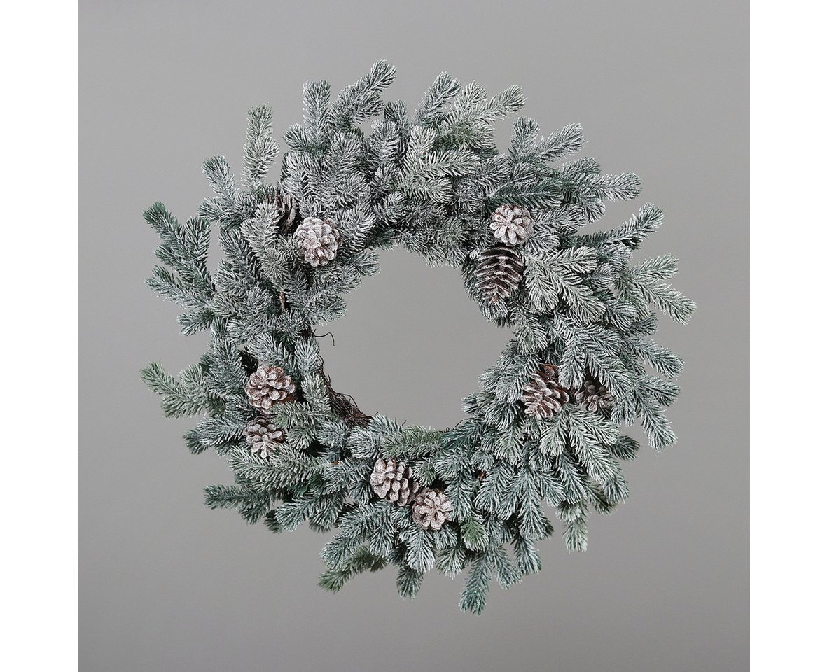 DPI Dekokranz Wunderschöner Türkranz Weihnachten Tannenkranz D45 cm geeist von DPI