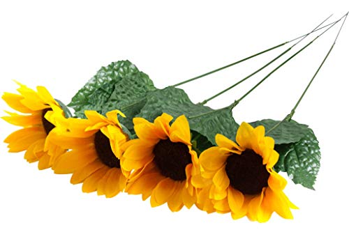 DPI künstliche Sonnenblume mit 3 Blättern Farbe: gelb (4 Stück) von DPI