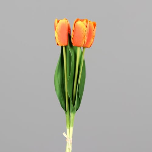 DPI künstliche Tulpen Natural Touch im Bund H. 35cm orange grün Kunstblumen von DPI