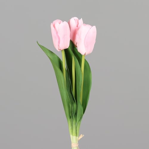 DPI künstliche Tulpen Natural Touch im Bund H. 35cm rosa grün Kunstblumen von DPI