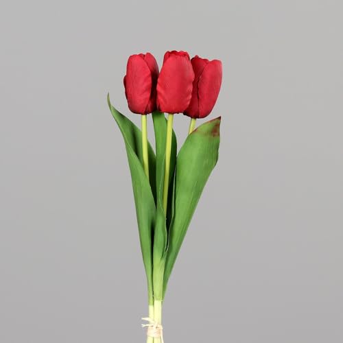 DPI künstliche Tulpen Natural Touch im Bund H. 35cm rot grün Kunstblumen von DPI