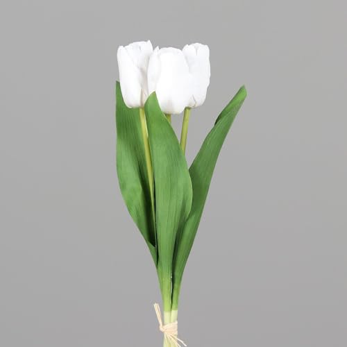 DPI künstliche Tulpen Natural Touch im Bund H. 35cm weiß grün Kunstblumen von DPI