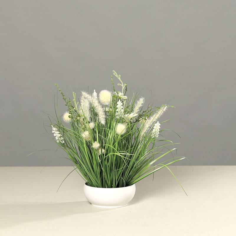 DPI künstliche Wiesenblumen in Kunststoffschale creme 40 cm von DPI