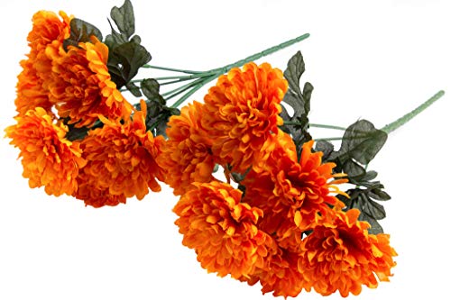 DPI künstlicher Chrysanthemenstrauß mit 7 Stielen (2 Stück) (orange) von DPI