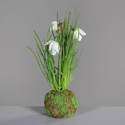 DPI künstliches Schneeglöckchen H. 24cm im Erdballen weiß grün Kunstblumen von DPI