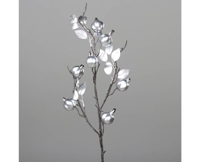 Kunstblume Dekozweig, DPI, Höhe 75 cm, Farbe: Silber, Motiv: Granatapfel von DPI