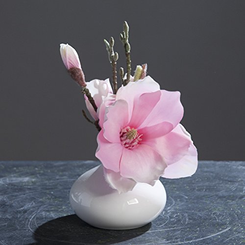 Magnoliengesteck pink weiß in Keramikvase 25 cm Kunstblume von DPI von DPI