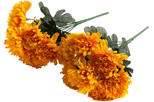 künstlicher Chrysanthemenstrauß mit 7 Stielen (2 Stück) (gelb) von DPI