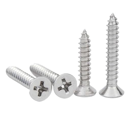 10/20/50 Stück M3,5,9 M4,2,8 M5, M6,3 GB846 304 Edelstahl Kreuz Flachsenkkopf Selbstschneidende Holzschraube(38mm,10pcs M4.8) von DPIPUBZSZ