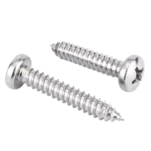 10/50 Stück M2,9 M3,5, M4,2,8 M5, M6,3 304 Edelstahl Kreuzpfanne Rundkopf Selbstschneidende Holzschraube(25mm,50pcs M2.9) von DPIPUBZSZ