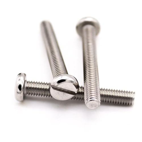 10/50 Stück M3 M4 M5 M6 M8 304 A2 Edelstahl GB67 Metrisches Gewinde Schlitz-Flachkopf-Rundkopf-Maschinenschraubenbolzen, Länge = 4–60 Mm(25mm,M3 50pcs) von DPIPUBZSZ