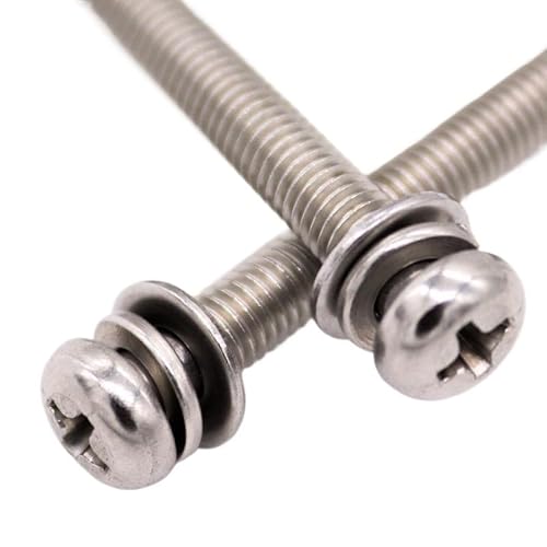 10–50 Stück M1,6 M2,5 M3 M4 M5 M6 304 Edelstahl Kreuz Runder Flachkopf SEM Schraube Federscheibe Elastische Dichtung Montageschraube(6mm,M3 50pcs) von DPIPUBZSZ