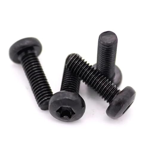 10–50 Stück M2,5 M3 M4 M5 M6 Schwarz 304 Edelstahl GB2672 Sechslappen-Torx-Flachkopfschraube Sechslappen-Rundknopfkopfschraube(25mm,50pcs M2.5) von DPIPUBZSZ