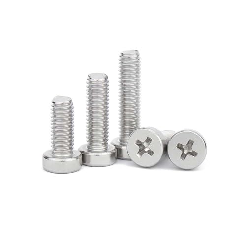 5/10/50 Stück M2,5 M3 M4 M5 M6 M8 GB822 A2 Edelstahl Zylinderkopfschraube Kreuz Dünn Niedrige Kurze Kappe Runde Säulenschraube(25mm,10pcs M4) von DPIPUBZSZ