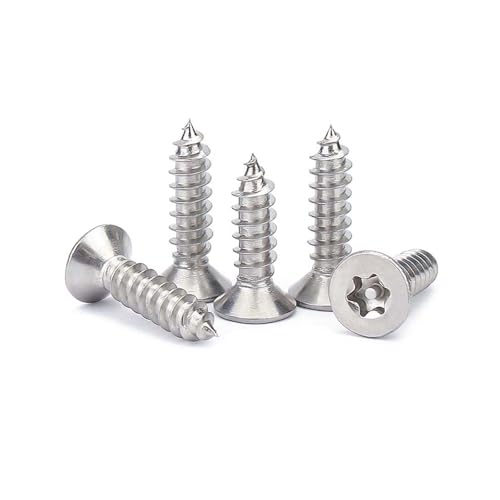 5/50 Stück 304 Edelstahl M2,3,6 M3 Bis M6 Sechslappen-Torx-Flachsenkkopf Mit Pin-Sicherheit, Selbstschneidende Holzschraube(16mm,50pcs M2.6) von DPIPUBZSZ
