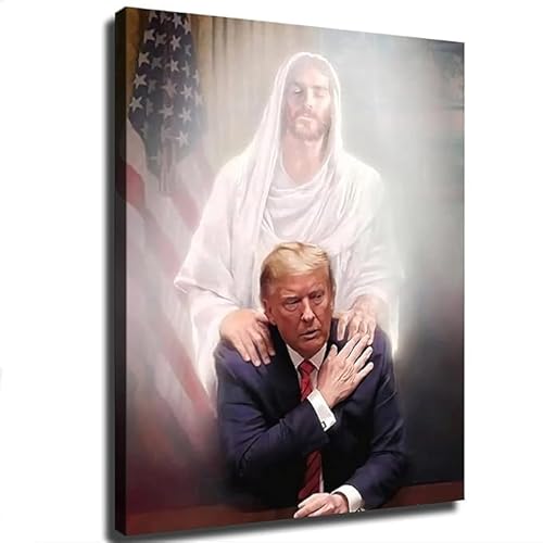 Christ And Donald Trump Poster Canvas Print, Canvas Prints Wall Art Pictures, Modern Classroom Kitchen Decoration 40X60Cm von DPKHDS