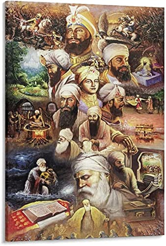 DPKHDS 10 Sikh Gurus Zehn Gurus Poster Gemälde Leinwand Wandkunst Poster Dekoratives Schlafzimmer Modern Home Print Bild 40X60Cm Kein Rahmen von DPKHDS