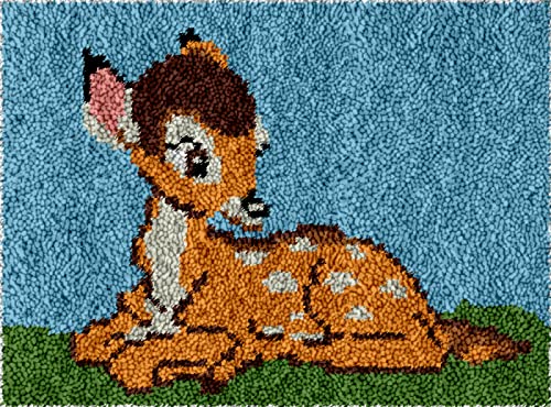 DPKHDS Bambi Knüpfkissen-Set, Für Anfänger, Diy Knüpfteppich-Set, Leinwand, Teppich, Stickerei, Geschenk, Überwurfkissen, 52 X 38 Cm von DPKHDS