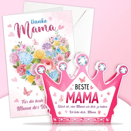DPKOW Mama Geschenk Muttertagsgeschenk, Acryl Heimat Deko Mama Karte mit Umschlag, Kronenform Dekoschild Beste Mama Geburtstagsgeschenk Ich Liebe Dich Mama Geschenk Muttertagskarte Acryl Plakette DPKOW Mama Geschenk Muttertagsgeschenk, Acryl Heimat Deko Mama Karte mit Umschlag, Kronenform Dekoschild Beste Mama Geburtstagsgeschenk Ich Liebe Dich Mama Geschenk Muttertagskarte Acryl Plakette von DPKOW