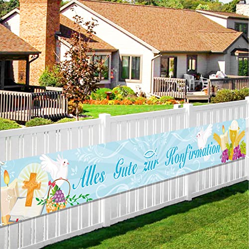 DPKOW Rosa Alles Gute zur Konfirmation Banner Dekoration für Mädchen, Mädchen Konfirmation Garten Außen Deko, Mädchen Konfirmation Wand Tisch Hintergrund Deko, 230 * 30cm von DPKOW