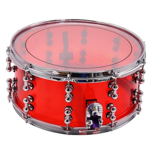 DPLBAZHC 1 Stück 14 Zoll Durchmesser 6,5 Zoll Tiefe klare Acryl -Snare -Trommel mit Silberton 2 mm Metallropfen und Einzelseiten -Lug -Kompatibel mit Standard -Drum -Kits(ORANGE Color) von DPLBAZHC