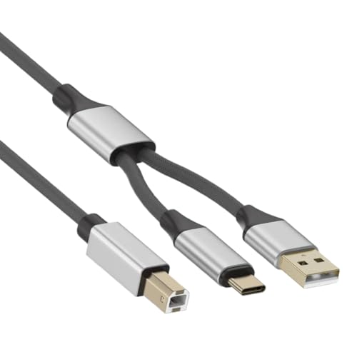 DPLBAZHC 2in1 USB-Typ-C zum Drucker MIDI Kompatibel mit kompatible Digitale Klavier- und DJ-Controller mit Nylon geflochten(Black) von DPLBAZHC