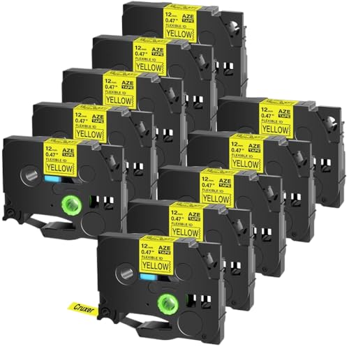DPLBAZHC 3 4 5 10 PCs Flexible ID -Kassetten mit TZ TZE FX231 12 mm Laminated Laminated Laminated Laminated Lama -Laminat -Etikett(10PK Black on Yellow) von DPLBAZHC