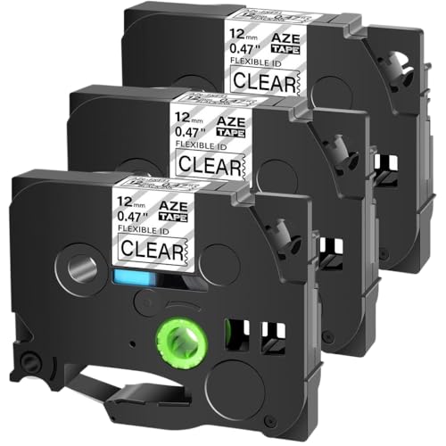 DPLBAZHC 3 4 5 10 PCs Flexible ID -Kassetten mit TZ TZE FX231 12 mm Laminated Laminated Laminated Laminated Lama -Laminat -Etikett(3PK Black on Clear) von DPLBAZHC