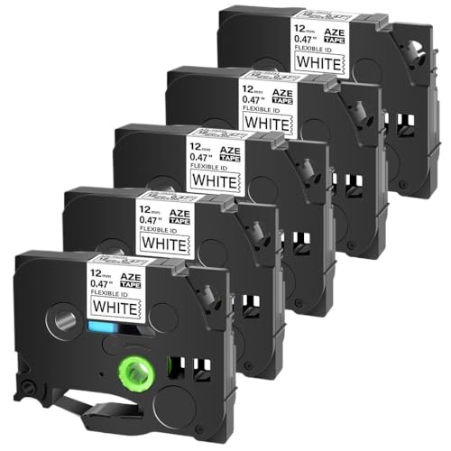 DPLBAZHC 3 4 5 10 PCs Flexible ID -Kassetten mit TZ TZE FX231 12 mm Laminated Laminated Laminated Laminated Lama -Laminat -Etikett(5PK Black on White) von DPLBAZHC