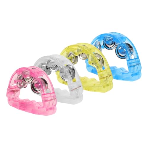 DPLBAZHC 4 PCs farbenfrohe blinkende LED Tambourin Handheld Maraca Plastik Shaker Musikinstrument Kompatibel mit Party Hochzeitsveranstaltungen kompatibel mit verschiedenen Rhythmuszubehör von DPLBAZHC