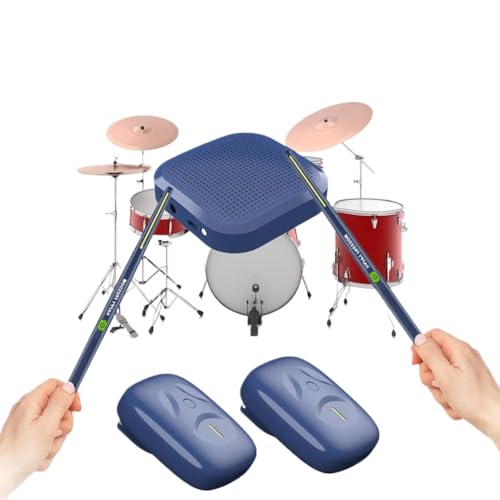 DPLBAZHC Elektronische Drum -Set mit virtuellen Lufttrommelstangen und Pedalen Kompatibel mit Kinder Anfänger Erwachsene kompatibel mit den meisten Geräten(Enjoy Dark Blue) von DPLBAZHC