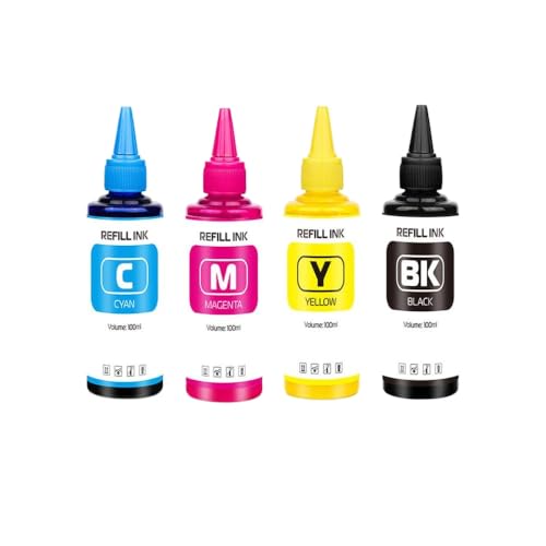 DPLBAZHC Kompatible Tinte Laden Sie 100 ml Pigmenttinte -Set Kompatibel mit Desktop -Drucker zusammen. Arbeit funktioniert mit Allen Desktop -Druckern(4 Bottles) von DPLBAZHC