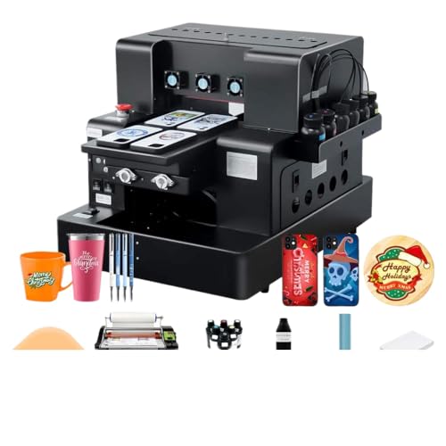 DPLBAZHC L805 DTF -Drucker Kompatibel mit A4 -Druck -Printing -Flatbettdrucker mit Lack mit Telefonhüllen Flaschen Acryl -PVC -Stifte kompatibel(UV Bundle 1) von DPLBAZHC