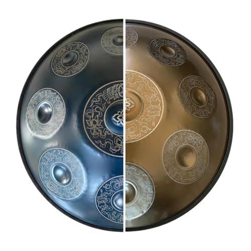 Handbemalte Tamburinzungentrommel Kompatibel mit Meditation 22 Zoll Edelstahlinstrument mit 9 10 12 TONEN -Optionen in M ​​-Moll 440Hz kompatibel mit verschiedenen Musikzubehör(440hz Silver 10 tone) von DPLBAZHC