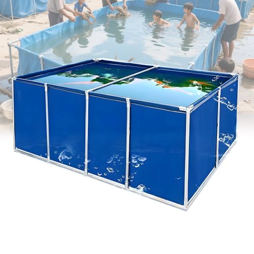 Aquakultur Wassertank Zisterne Temporärer Fischteich aus Pvc Plane Zuchtwassertank Pvc Plane Aquarium mit Ablassventil für Koi und Goldfische,1.5 * 1 * 0.8m von DPLWJPP