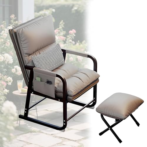 DPLWJPP Lesesessel Wohnzimmer Relaxstuhl mit Gepolsterter,Gepolsterter Schreibtischstuhl Loungesessel für den Innenbereich Liegestuhl mit Armlehnen 5 Gang Rückenlehne,Grey von DPLWJPP