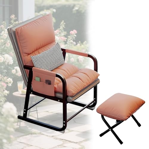 DPLWJPP Lesesessel Wohnzimmer Relaxstuhl mit Gepolsterter,Gepolsterter Schreibtischstuhl Loungesessel für den Innenbereich Liegestuhl mit Armlehnen 5 Gang Rückenlehne,Pink von DPLWJPP