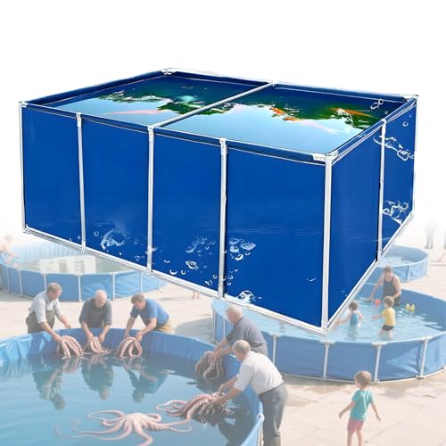 Faltbar Fischteich Tank Aquarium Zierschwimmbecken für Aquarien mit Ablassventil Pool Oberirdisch Leinwand Outdoor Zucht Bewässerung Schwimmbad,1.5 * 1 * 0.8m von DPLWJPP