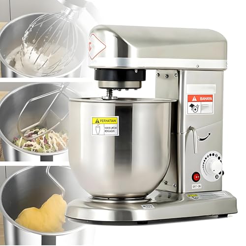 Knetmaschine Standmixer mit Kippbarem Kopf zum Backen 3Speed Elektro Teigmischer 5l/7l/10l Edelstahl Stahlmixer Multifunktion Robuste Spiral Knetmaschine,7L Knetmaschine Standmixer mit Kippbarem Kopf zum Backen 3Speed Elektro Teigmischer 5l/7l/10l Edelstahl Stahlmixer Multifunktion Robuste Spiral Knetmaschine,7L von DPLWJPP