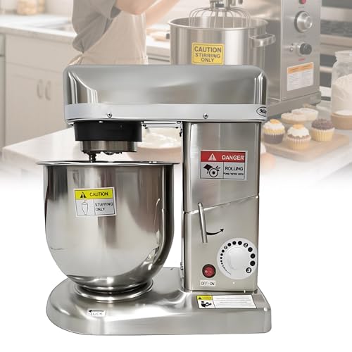 Knetmaschine aus Edelstahl 500w Standmixer Mit Kippbarem Kopf Zum Backen 3speed ​​Elektro Teigmischer Schüssel mit Spritzschutz Multifunktionale Küchenmaschine,5L von DPLWJPP
