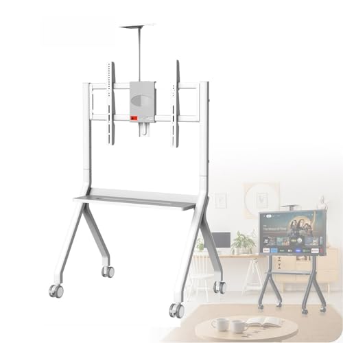 Tragbarer Faltbare Metallhalterung Mobiler Tv Ständer mit 4 Feststellbaren Rädern Smart Board Ständer Smart Whiteboard Boden Tv Ständer für Mobilität in Klassenzimmern,White-FD570 Tragbarer Faltbare Metallhalterung Mobiler Tv Ständer mit 4 Feststellbaren Rädern Smart Board Ständer Smart Whiteboard Boden Tv Ständer für Mobilität in Klassenzimmern,White-FD570 von DPLWJPP