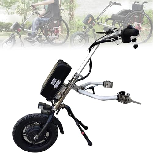 DPLXFPP Elektrischer Handbike-Rollstuhlaufsatz, Rollstuhl-Zuggerät, 12-Zoll-Elektrorollstuhl Federgabel Handbike-Aufsatz, 48 V 17 Ah Lithiumbatterie,A von DPLXFPP
