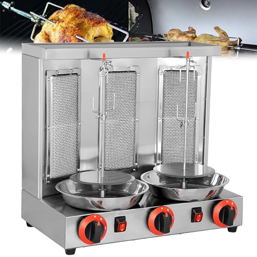 DPLXFPP Vertikaler Kebab-Grill, Gas-Döner-Kebab-Maschine, Aufsatz-Kebab-Kocher, Rotierender Bräter, Backmaschine, Vertikaler Gas-Döner, Gyro-Grill-Rotisserie,Silver-L von DPLXFPP